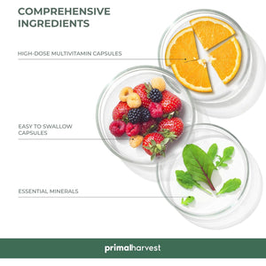 Primal Harvest Multivitamin Complex - Daily One-A-Day Supplement with Biotin, Zinc & Vitamin Complex, High Dosage, for Men & Women,1 Pack: 30 Servings