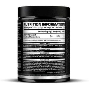 Beast | Creatine Monohydrate Powder 100 Servings (500G) 100% Pure Micronised Creatine Powder | Unflavoured