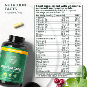 Primal Harvest Multivitamin Complex - Daily One-A-Day Supplement with Biotin, Zinc & Vitamin Complex, High Dosage, for Men & Women,1 Pack: 30 Servings