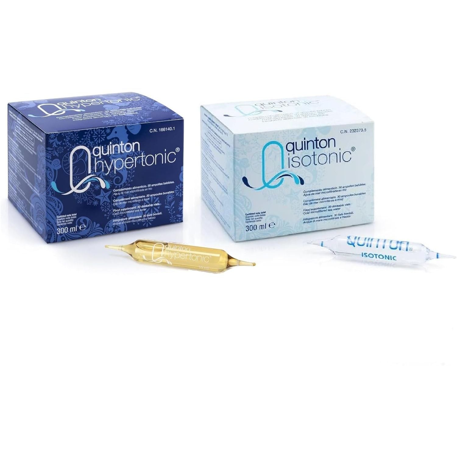 Quinton Isotonic & Hypertonic Twin Pack, Natural Seawater Supplement, 60 Drinkable Ampoules, 10 Ml