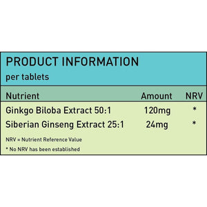 Ginkgo Biloba 6000Mg & Siberian Ginseng 600Mg Supplements - 60 Tablets - Memory Mental Focus