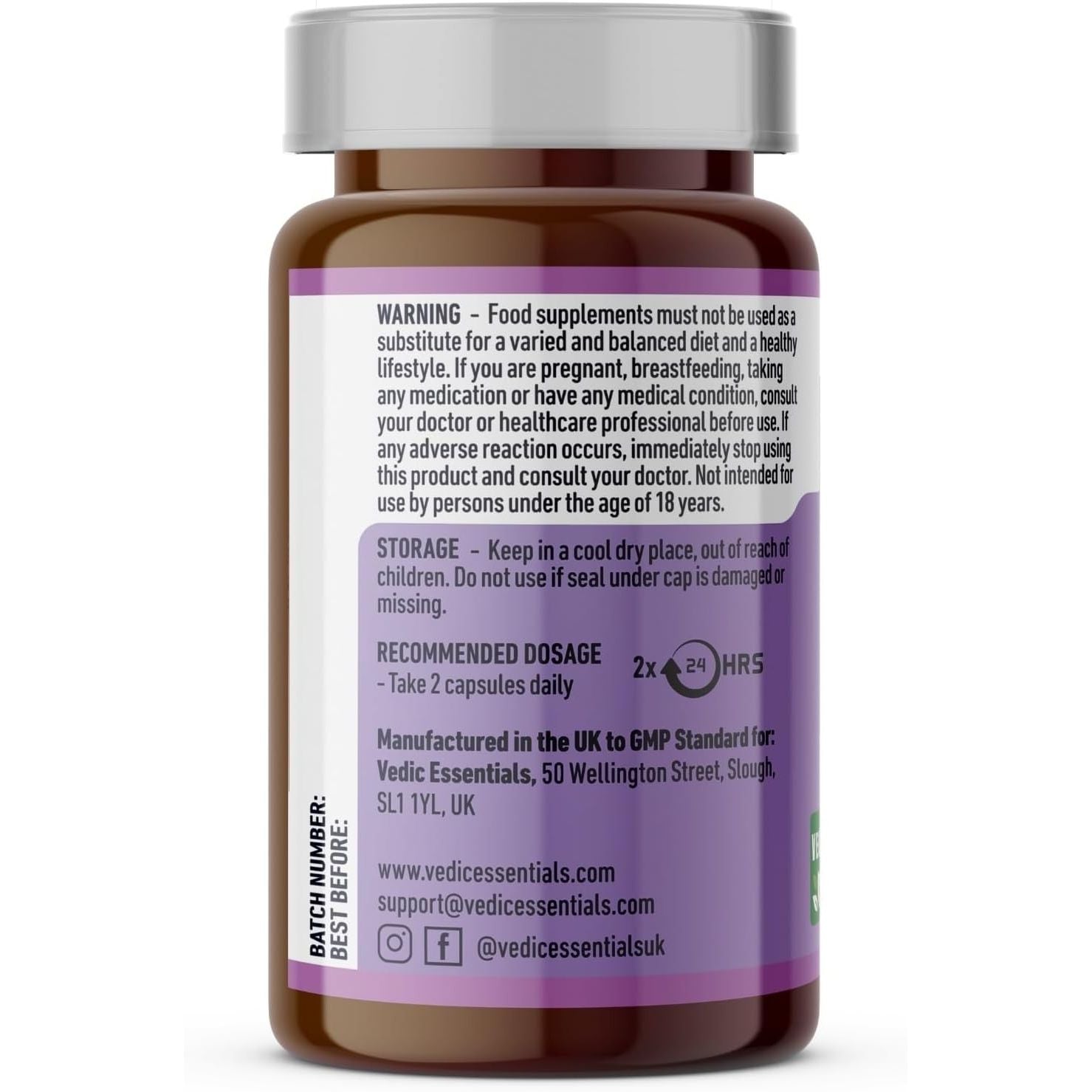 Vedic Menopause Supplement | 20 Vitamins, Minerals & Herbs- Red Clover, Sage, Primrose, Flaxseed, Ginseng | Perimenopause, Menopause Support- Hot Flashes Relief, Mood Swings, Fatigue | UK Made, Vegan