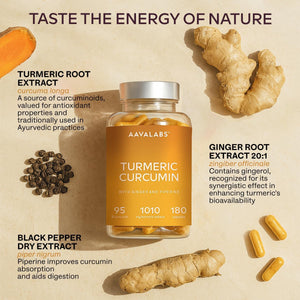 Turmeric and Black Pepper Capsules with Ginger Root Extract - Not Turmeric Tablets - 95% Curcumin Extract, Ginger & Piperine - 180 Capsules - 3 Months Supply - Vegan