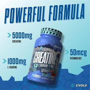 Creatine Monohydrate Gummies + L-Taurine & B12 | 90 Vegan | Overload Creatine Gummies 5000Mg | Pre Workout & Post Workout Energy for Men & Women | Sugar-Free Creatine Max