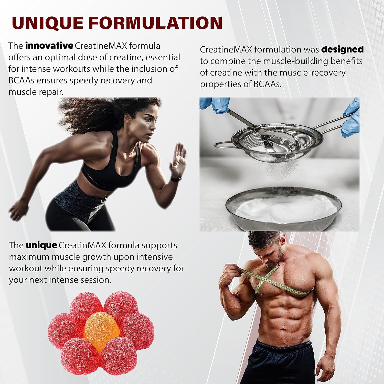 Wellboost Creatine MAX Gummies - 5000Mg Creatine Monohydrate & 600Mg Bcaas per Serving - Vegan, Sugar-Free Chewable Gummies with Strawberry & Banana Flavour - 90 Gummies (1 Month Supply)