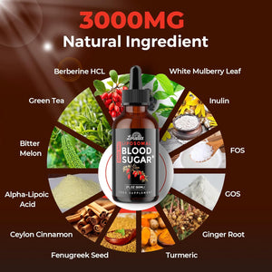 Liposomal Blood Sugar Support Drops - 3000 Mg Advanced Formula for Glucose Support & Metabolic Health - Prebiotic Fibre for Digestive Health – Vegan, Non-Gmo – 60 Ml Liquid Supplement