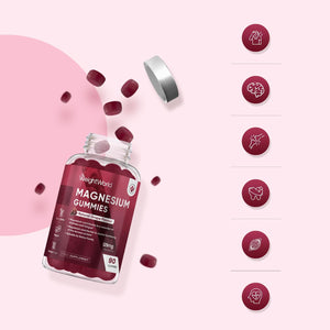 Magnesium Gummies | 90 Vegan Gummies | 125Mg Magnesium Supplements | 45 Days Supply | Natural Grape Flavour | Gluten-Free