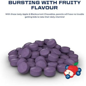 PAW Patrol Multivitamins, 60 Apple & Blackcurrant Chewables with 12 Essential Vitamins, Vegan, No Added Sugar, for 3-7 Year Olds