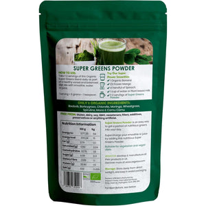 Organic Super Greens Powder 50 Servings | Boost Energy, Digestion & Immunity | Green Powder Superfood | Vegan, 100% Natural & Alkaline | No Gluten, No Artificial Ingredients