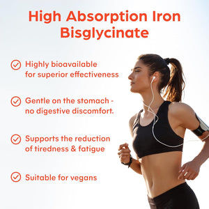 Premium Iron Complex - High Strength Iron (18Mg) with Vitamin C, B12, B9 Folate & Zinc - Gentle Formula for Superior Absorption - Energy & Blood Formation Support - 60 Capsules