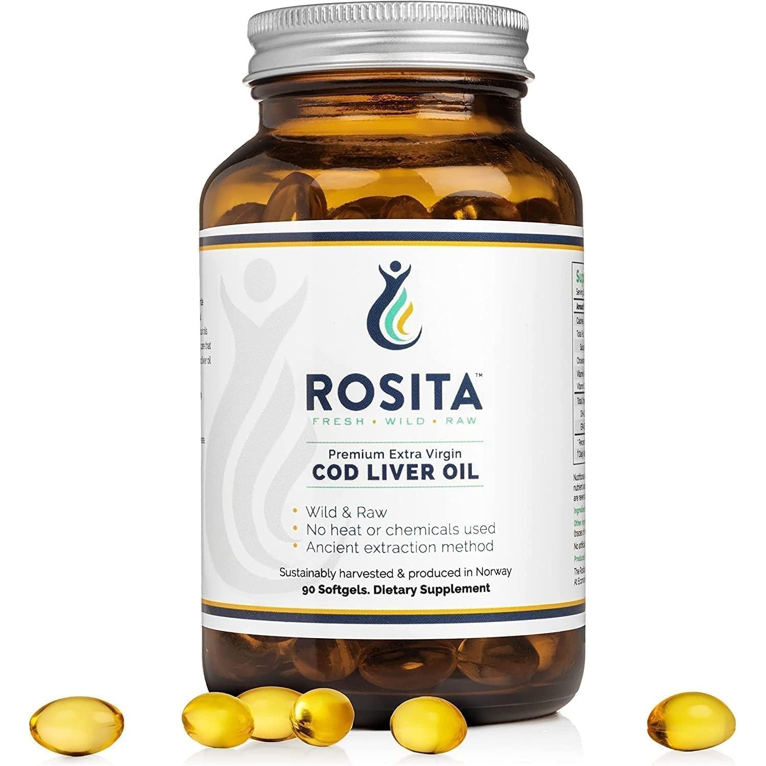 Rosita Real Foods Extra Virgin Cod Liver Oil (EVCLO) Softgels - 90 Softgels, 0.21 Kilograms