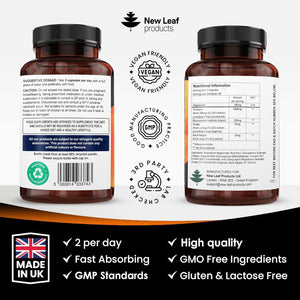 Turmeric 5-In-1 Complex - 5000Mg Turmeric Capsules High Strength Enriched with Magnesium & Glucosamine Sulphate - Added Ginger Capsules + Black Pepper, 95% Curcumin Supplement - Vegan Supplement