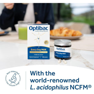 Optibac Probiotics Every Day MAX - Advanced Maximum Strength Vegan Digestive Probiotic Supplement with 75 Billion Bacterial Cultures - 30 Capsules