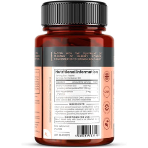 Bilberry Extract 10,000Mg X 180 Tablets - 6 Months Supply - 10 X More Anthocyanidins