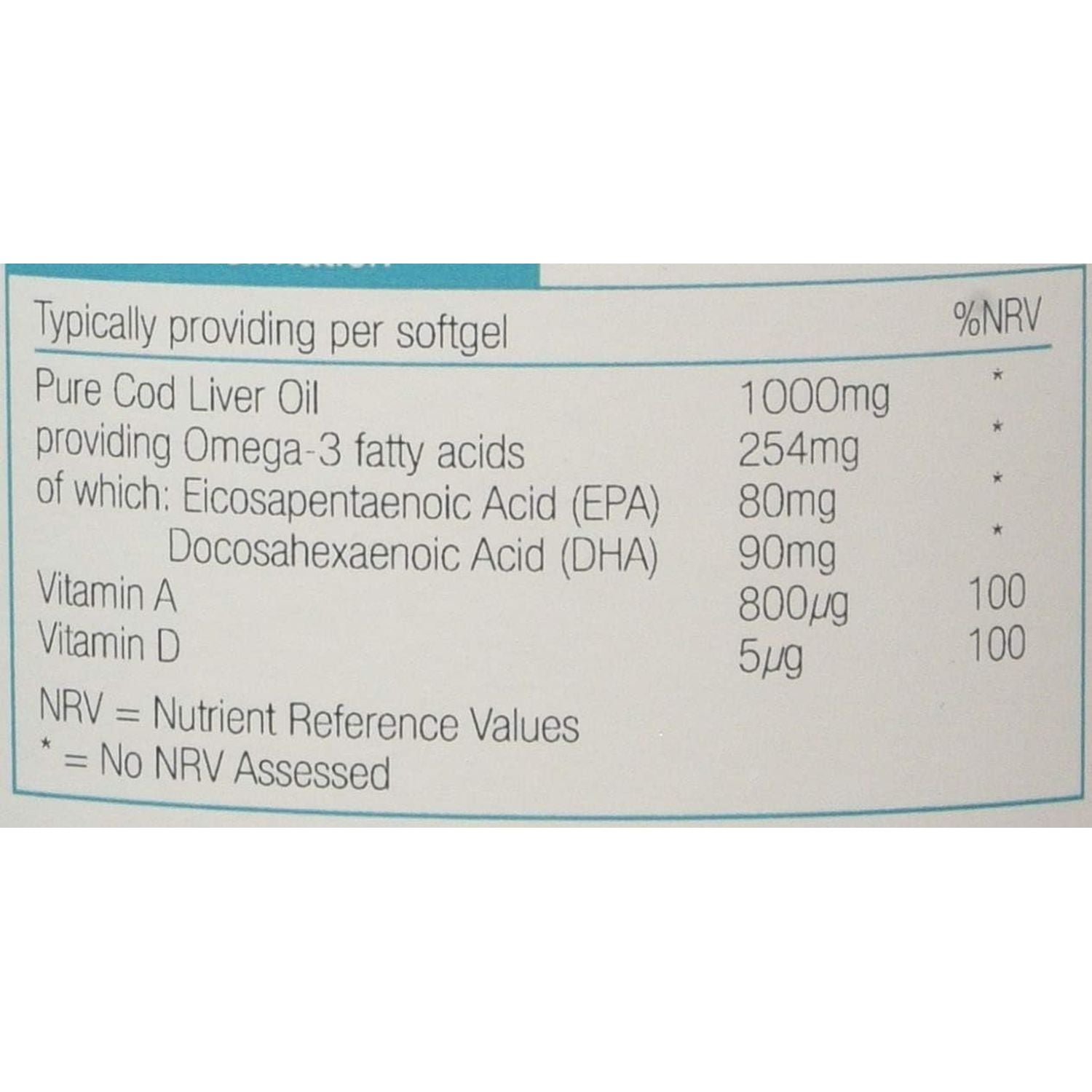 Natures Aid 1000Mg High Strength Cod Liver Oil - 180 Capsules