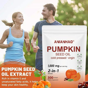 300 PCS Pumpkin Seed Oil Capsules,Pumpkin Seed Extract | 2 in 1 Pumpkins Seed Oil for Hair Growth, Cold Pressed, Supports Hair, Heart, Skin Supplement | Non-Gmo | Gluten Free