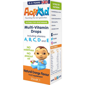 Actikid Multi-Vitamin Drops 25Ml, Gelatine Free (Vitamin Drops for Babies, Infants and Children), Immunity Boost