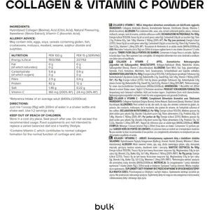 Bulk Collagen Powder with Peptides and Vitamin C, Hydrolysed Bovine Collagen, High Protein Supplement Daily Use in Smoothies, Shakes and Recipes, Joint and Skin Routine, Apple, Easy Mixing 500G