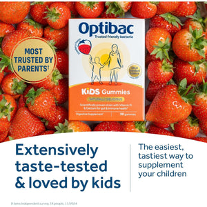 Optibac Kids Probiotic with Vitamin D & Calcium for Immune System Support & Gut Health and 2 Billion Bacterial Cultures - 30 Vegan Gummies