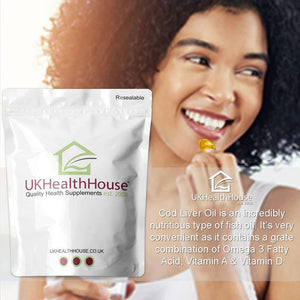 Ukhealthhouse High Strength Cod Liver Oil Vitamin a & D, EPA, DHA Softgels 550Mg (360 Capsules)