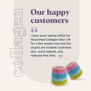 UPSA X Nourished 7-In-1 Skin Lift Collagen Gummies for Women - Vegetarian Collagen, Ovoderm® Complex, Vitamin C, Multivitamins - Collagen Supplements Skin Firmness and Smoothness - 30 Gummies