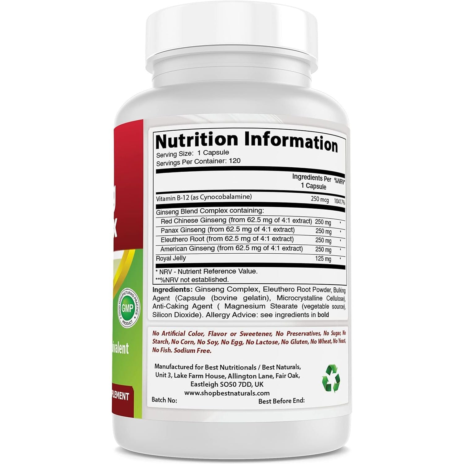 Best Naturals Ginseng Complex 1000 Mg 120 Capsules (120 Count (Pack of 1))