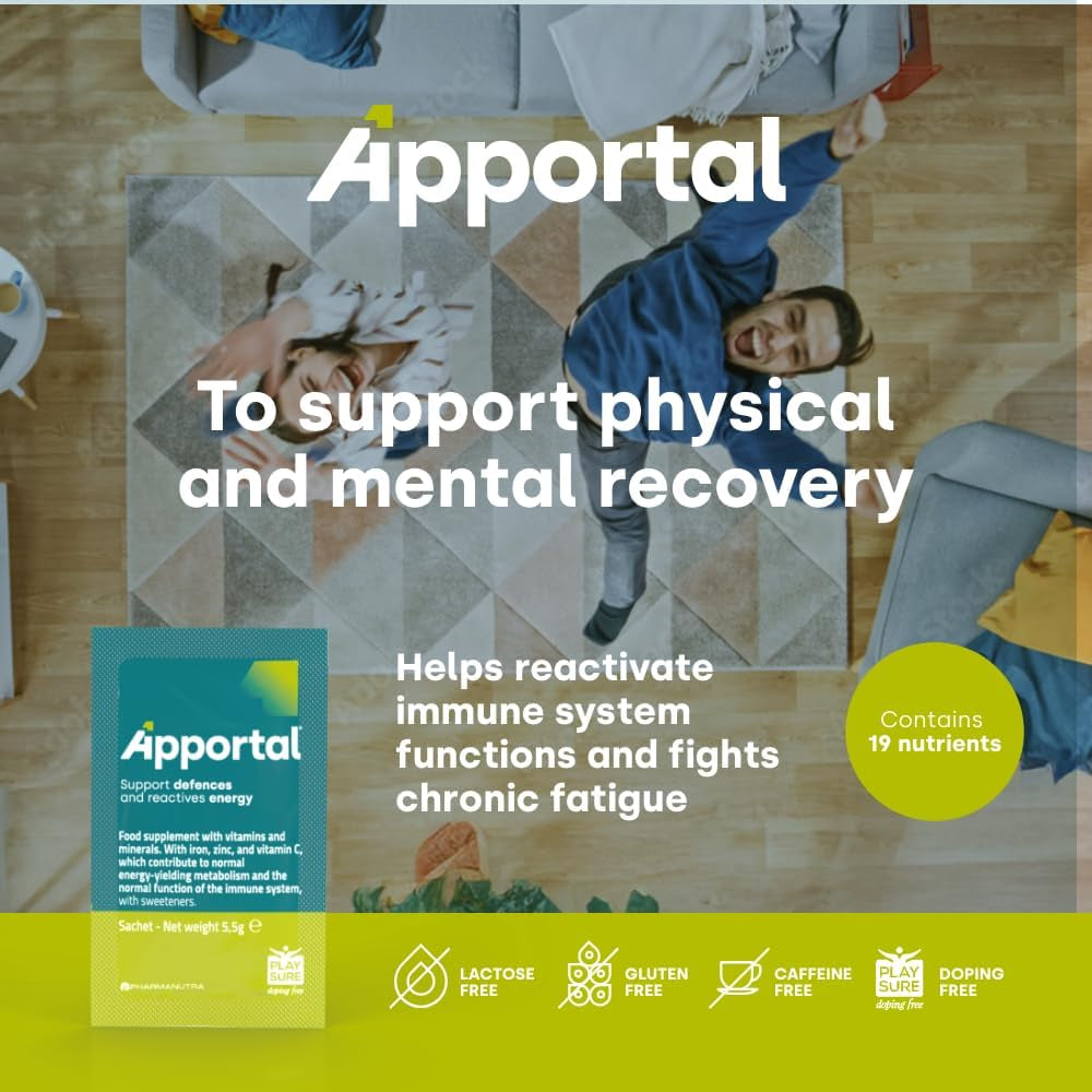 Pharmanutra Apportal Multivitamin & Mineral Supplement – 19 Nutrients for Energy, Immunity & Muscle Recovery,Sucrosomial Iron, Magnesium, Zinc, Iodine, Selenium & Vitamins, High Absorption, 14 Sachets