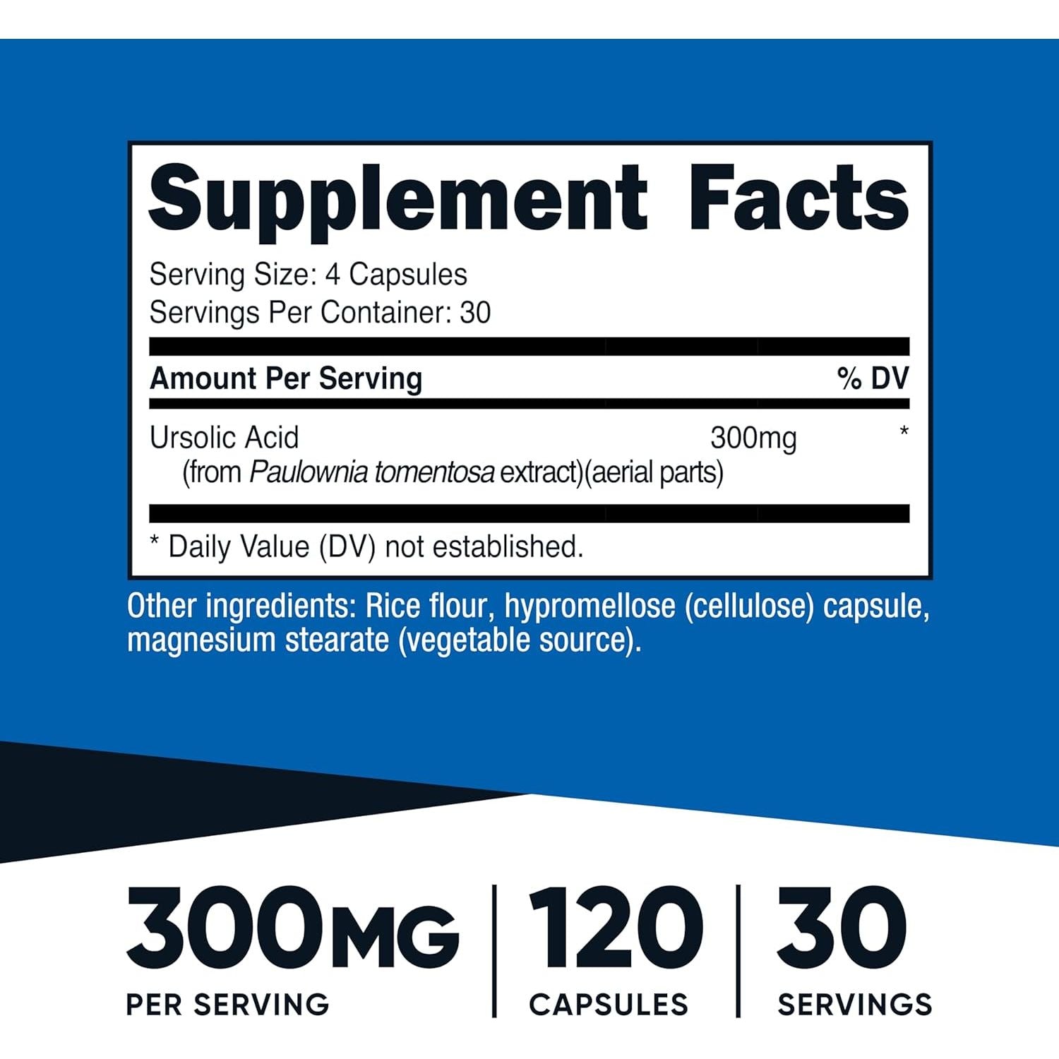 Nutricost Ursolic Acid 300Mg, 120 Capsules - Vegetarian, Non GMO, Gluten Free, Soy Free