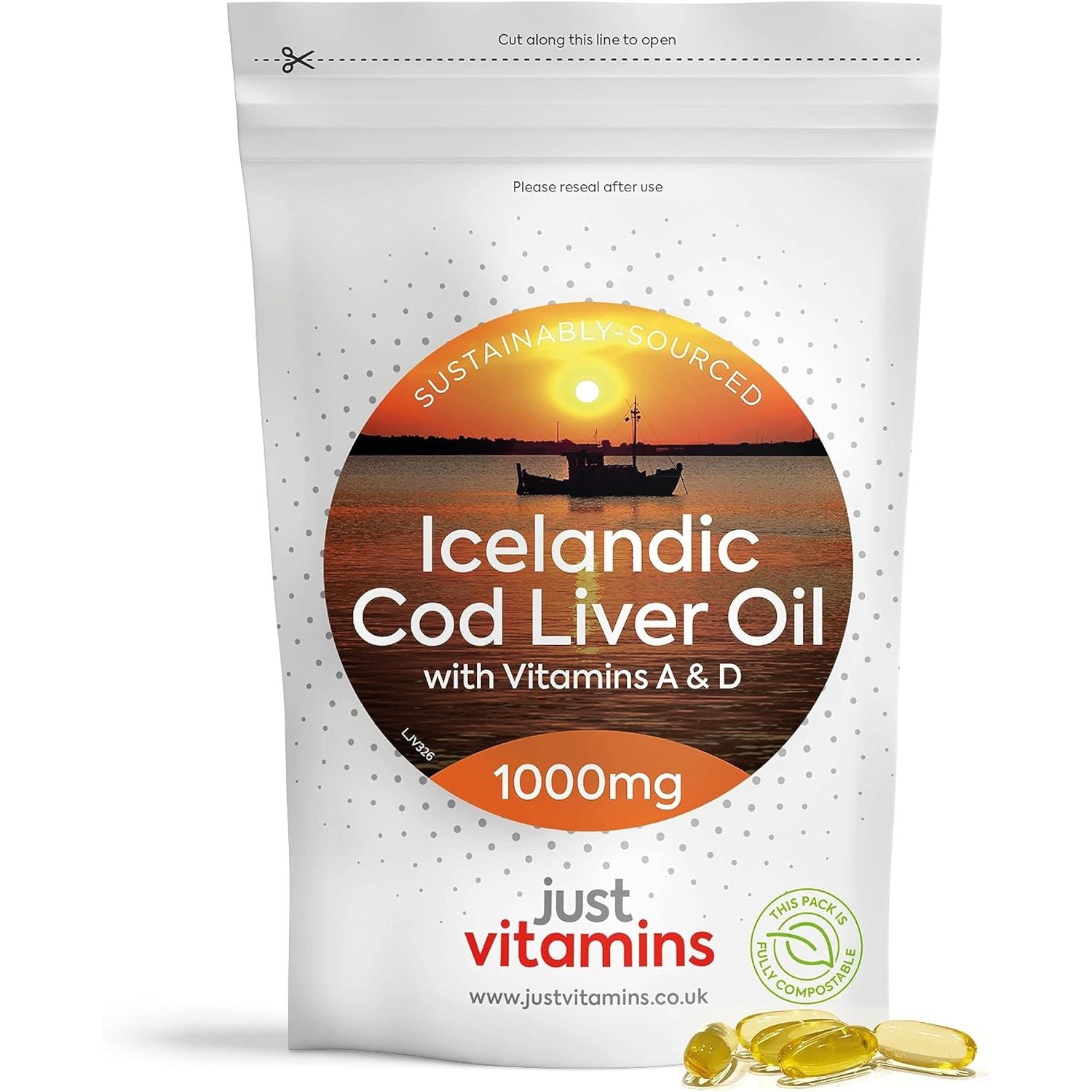 Icelandic Cod Liver Oil 1000Mg | 90 Premium Softgels | High Strength Omega 3 with Vitamins a & D | Supports Heart, Brain & Eye Health | UK Made - Just Vitamins