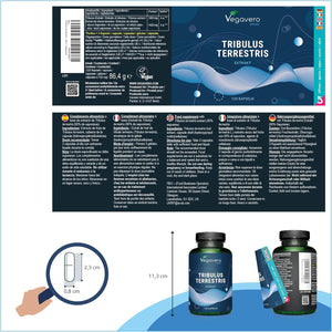 Vegavero Tribulus Terrestris 10,800 Mg | High Strength Extract | 1620 Mg Saponins per Serving | NO Additives, Lab-Tested | Stamina & Strength Support for Men & Women | 120 Capsules | Vegan