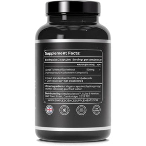 TURKESTERONE 500Mg | 20% Ecdysteroids | Hydroxypropyl-Β-Cyclodextrin Complex | 60 X 500MG Capsules | Lab Tested | Sports Performance Supplement | 100% Natural and Non-Gmo