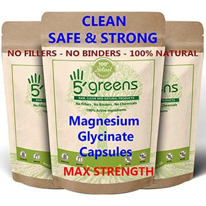 Magnesium Glycinate Capsules | 650Mg Glycinate Capsules | 120 Vegan Caps Vegan Caps | Made in UK by 5Greens