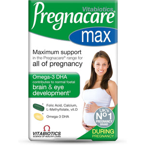 Pregnacare MAX Pregnancy Vitamins - Uk'S No.1 Pregnancy Brand. Greater Prenatal Care for Women, Supplement with Added Omega-3 DHA for Normal Brain and Eye Development, Vitabiotics