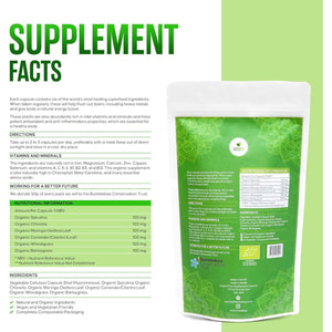 Organic Super Greens Capsules | Ultimate Green Blend of 6 Super Greens & Superfood Powder | 120 Capsules | Removes Toxins & Boost Energy | Gluten-Free, Vegan & Soil Association Certified