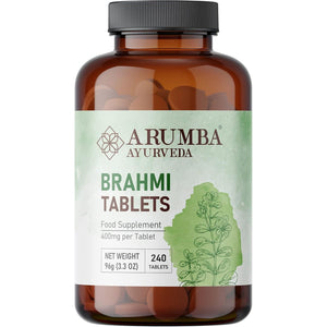 Arumba Ayurveda Brahmi Tablets 240 Tablets, 400 Mg per Tablet, Made with Pure Bacopa Monneri Leaf Powder