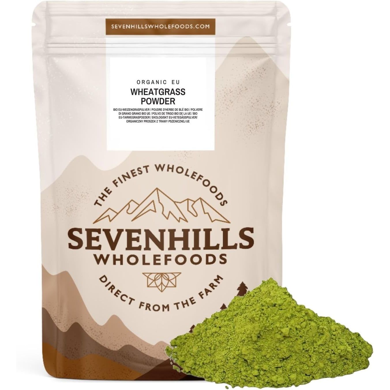 Sevenhills Wholefoods Organic Wheatgrass Powder, European (EU) 500G | Cultivated in Europe | High in Vitamin C and Iron