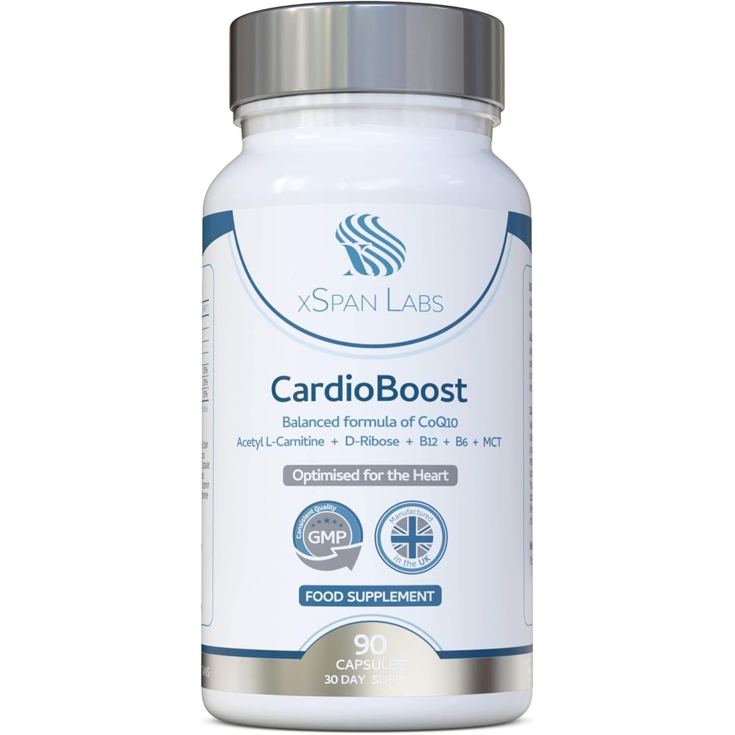 Cardioboost 90 Capsules – a Precise Balance of Coq10, D-Ribose, Acetyl L-Carnitine, B Vitamins & Medium Chain Triglycerides for Normal Heart Function and to Reduce Tiredness & Fatigue