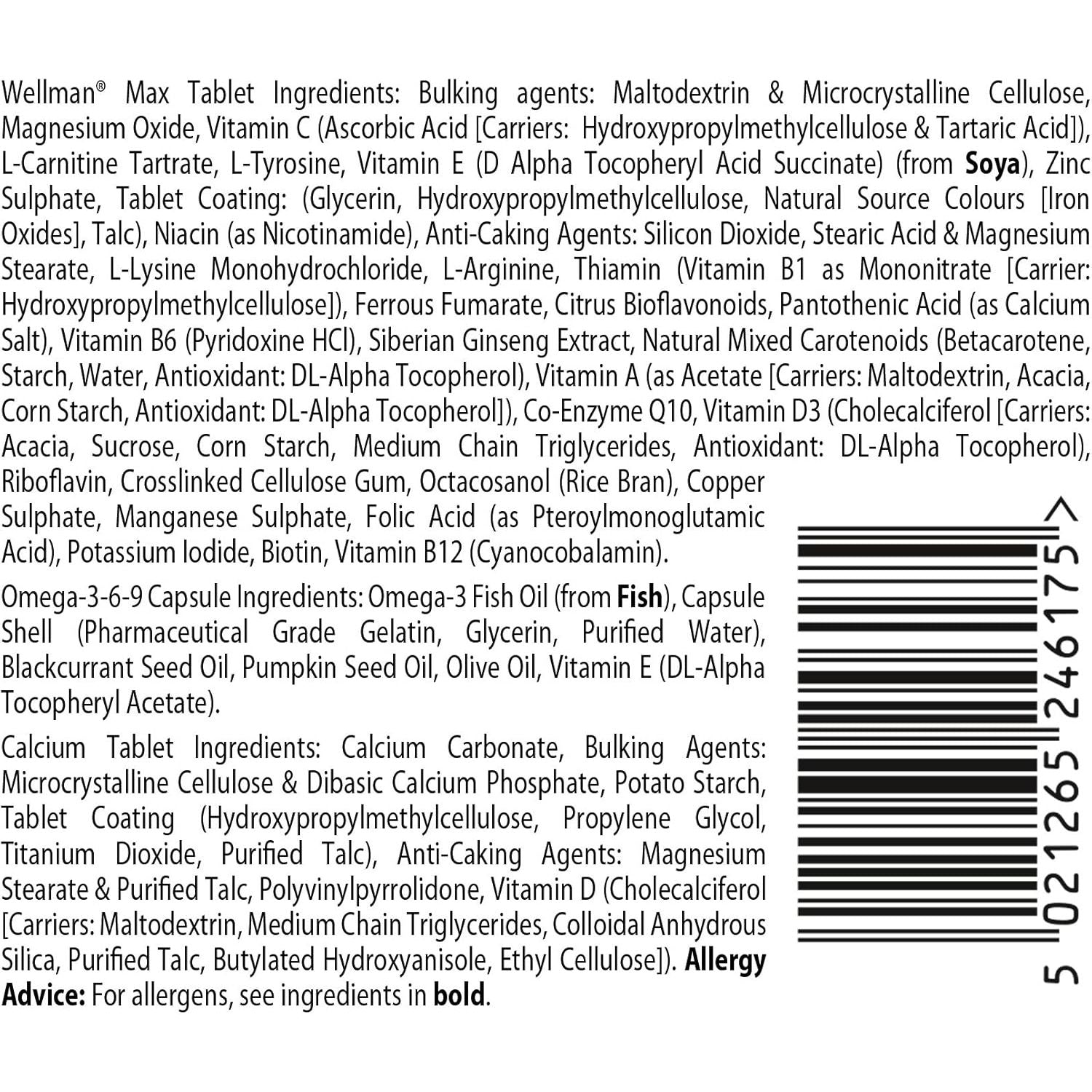 Wellman Max - Maximum Strength Multivitamin Formula Mix with Support for Energy, Immune System, Testosterone Level, Bone Health, Brain Health,Heart Health and Vision Health, 84 Tablets by Vitabiotics