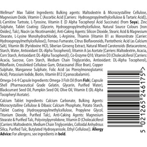 Wellman Max - Maximum Strength Multivitamin Formula Mix with Support for Energy, Immune System, Testosterone Level, Bone Health, Brain Health,Heart Health and Vision Health, 84 Tablets by Vitabiotics