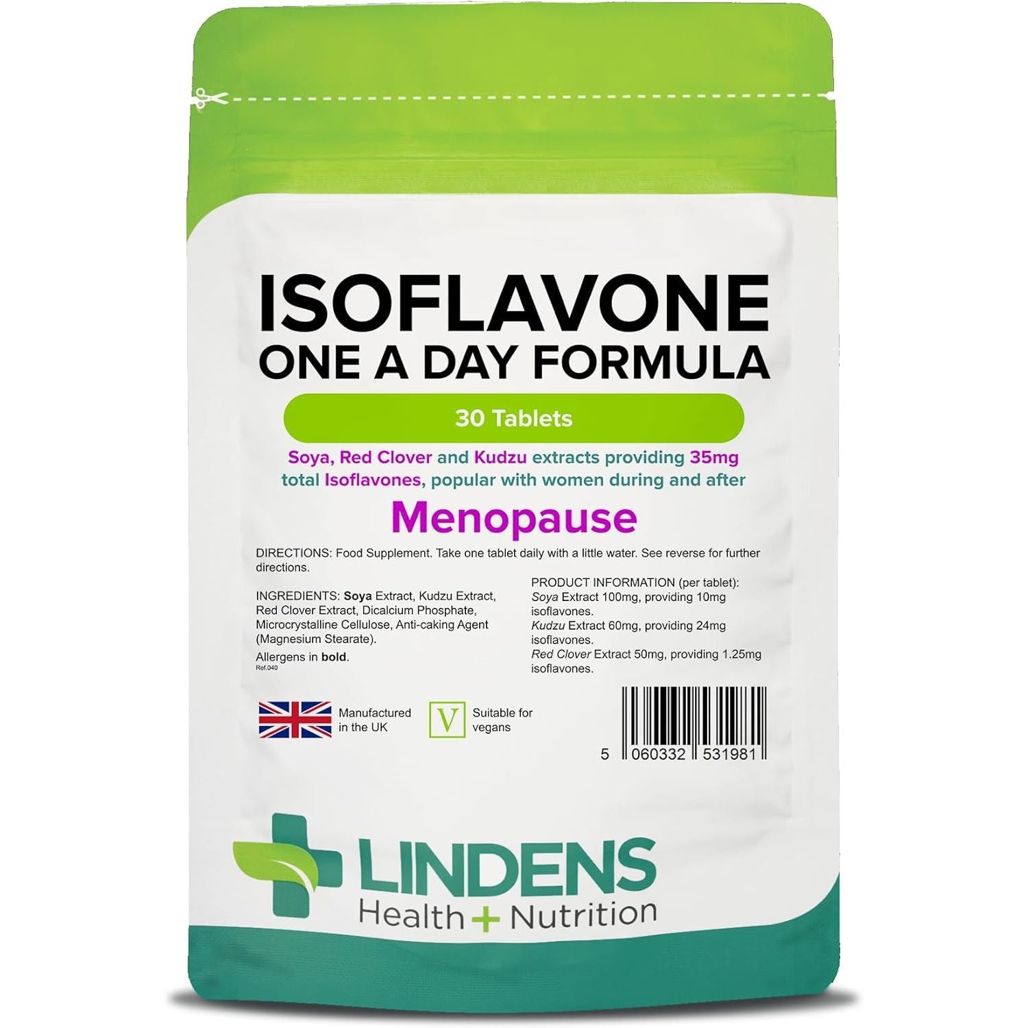 SOYA Isoflavones - 30 Tablets - 1-A-Day - UK Made - Red Clover, Kudzu - Vegan Formula (1 Months Supply) | Letterbox Friendly