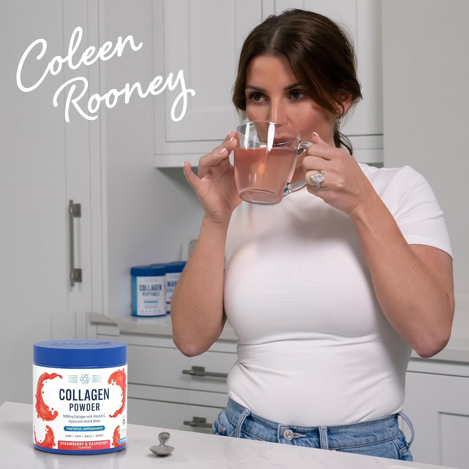 Applied Nutrition Collagen Powder - Strawberry & Raspberry Flavour - 5000Mg Hydrolysed Bovine Flavoured Collagen Peptides with Vitamin C, Hyaluronic Acid & Biotin (165G - 30 Servings)