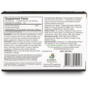 Premium Pure Shilajit Dry Drops by Siberian Green Altai Golden Mountains - 60 Count (200 Mg) Food Supplement Fulvic Acid