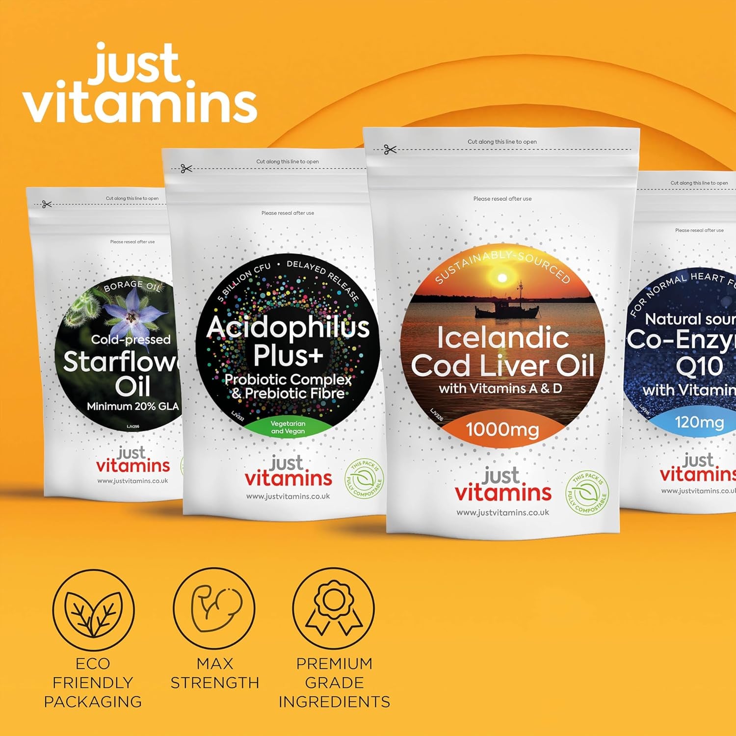 Icelandic Cod Liver Oil 1000Mg | 90 Premium Softgels | High Strength Omega 3 with Vitamins a & D | Supports Heart, Brain & Eye Health | UK Made - Just Vitamins