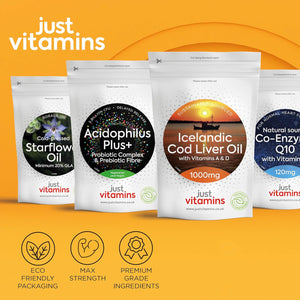 Icelandic Cod Liver Oil 1000Mg | 90 Premium Softgels | High Strength Omega 3 with Vitamins a & D | Supports Heart, Brain & Eye Health | UK Made - Just Vitamins