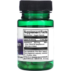 Swanson - Albion Molybdenum | Essential Mineral for Enzyme and Metabolic Support | 400Mcg Capsules - 60 Count