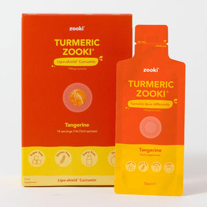 Zooki 750Mg Liposomal Curcumin from Turmeric Liquid Sachets | 4X Higher Absorption | Vegan, Allergen Free, Natural Ingredients | (Tangerine Flavour, 14 Servings)