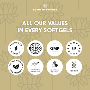 Evening Primrose Oil 2000 Mg per Dose, GLA Omega 6 200Mg + Vitamin E. 200 High Strength Softgels, Easy Swallow, Cold Pressed. Menopause, Skin and Nails Care. Made in EU. N2 Natural Nutrition.