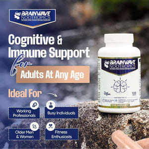 Brainwave Nootropics® | High Strength Nootropic & Adaptogen Brain Function & Immune System Support Complex | Ashwagandha 1000Mg - Lion'S Mane 1000Mg - L-Theanine 300Mg - Vitamins D3, B5, B12, Zinc