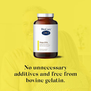 Biocare - Mega EPA - Pure Fish Oil with Omega-3 Fatty Acids, EPA & DHA - Marine Capsules for Heart, Brain & Vision Support - 90 Capsules