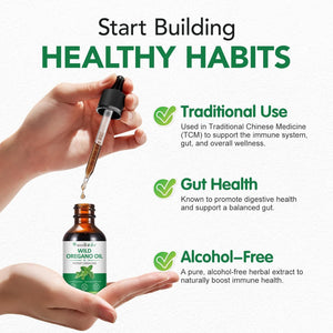 Wild Oregano Oil Drops 60Ml, Natual Organic Oreganooil Wild Mediterranean Essential Oil of Oregano Liquid Herbal Supplement for Cold, Cough, Immune Support & Gut Health | Vegan, Non-Gmo